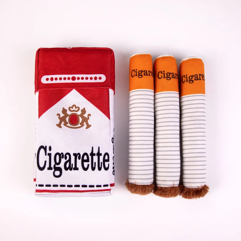 Funny Dog Squeaky Cigar Toy Interactive Imitation Cigar Pet Chew Toy for Small Medium Dogs Plush Dog Toy Set Pet Supplies