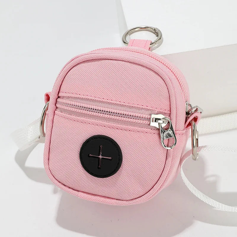 Portable Dog Treat Pouch Oxford Cloth Pet Waste Bag Dispenser Mini Crossbody Training Storage Bag for Walking Travel Outdoor