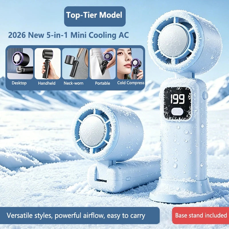 Lenovo 2026 Draagbare Handventilator Halfgeleider Ijskoeling Mini Oplaadbare USB-ventilator Sterke Wind Desktop Buiten Reiskoeler