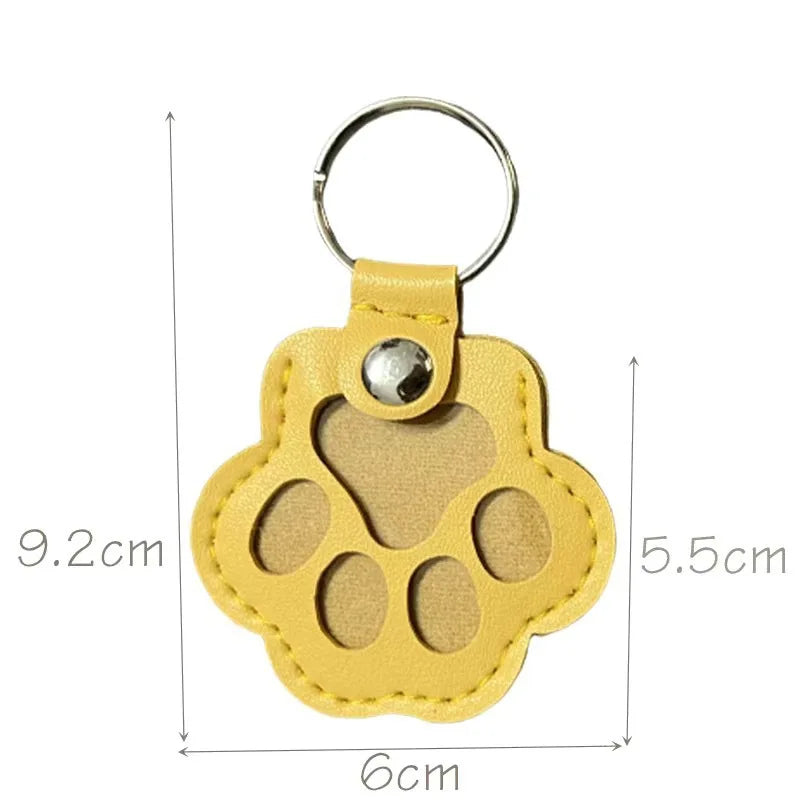Pet Paw Fur Keepsake Keychain, Cute Fillable Cat Dog Hair Collection Pendant for Bags Keys, Snap Button Gift, 5.5cm with Ring
