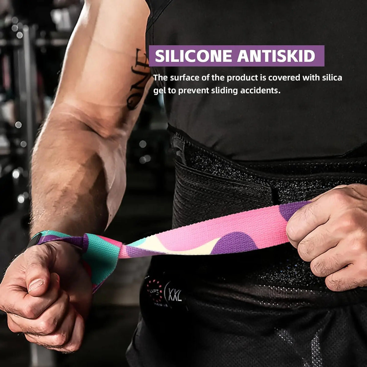 2Pcs Weightlifting Wrist Straps Strength Training Adjustable Non-slip Gym Booster Bands Fitness Lifting Support Sports Grip Band