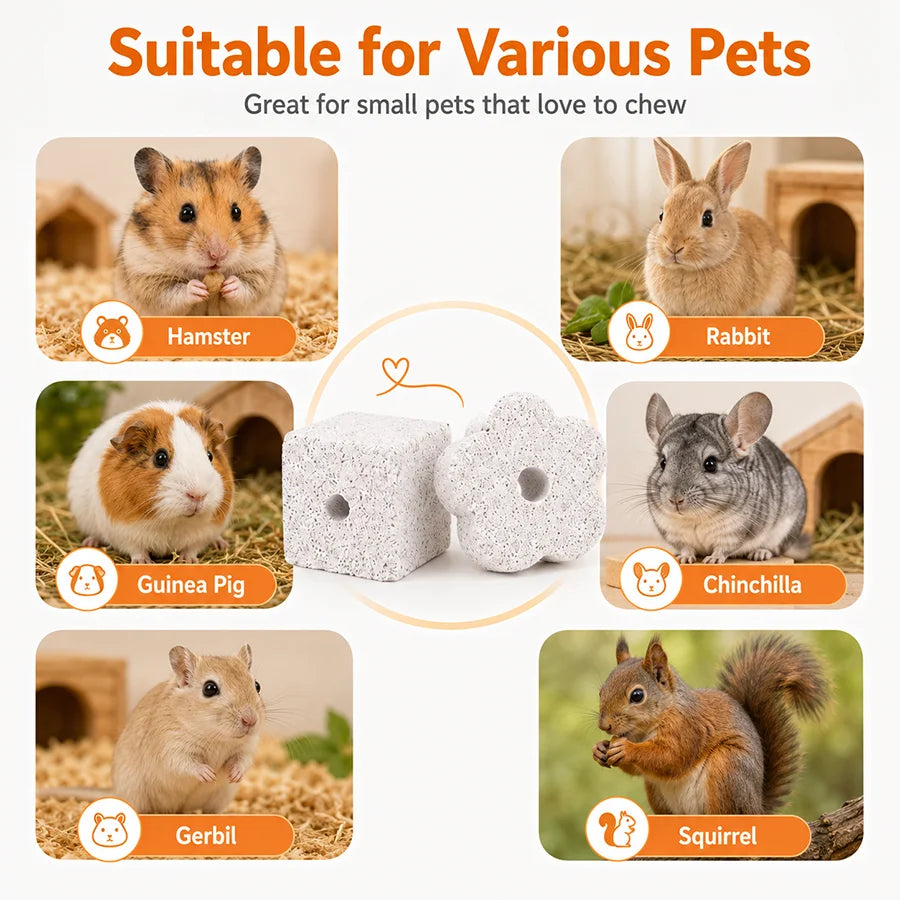 Natural Pumice Stone Chew Toy for Hamster Guinea Pig Rabbit Small Pets Teeth Grinding Block Cage Accessory Daily Dental Care