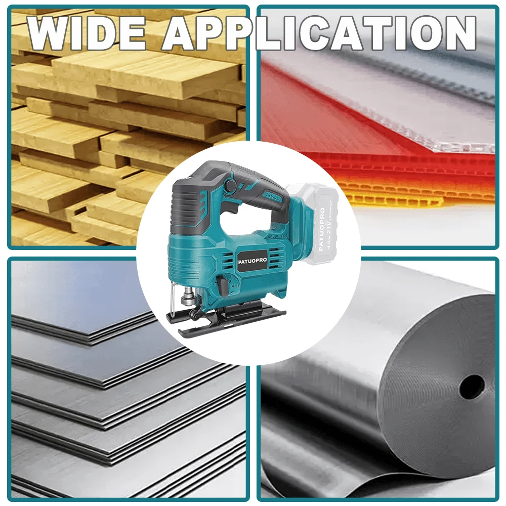 Koolborstelloze elektrische decoupeerzaag, snelle zaagbladwissel, verstelbaar, voor houtbewerking, snoerloos, 4 variabele snelheden, 65 mm, elektrisch gereedschap voor Makita 18V-accu