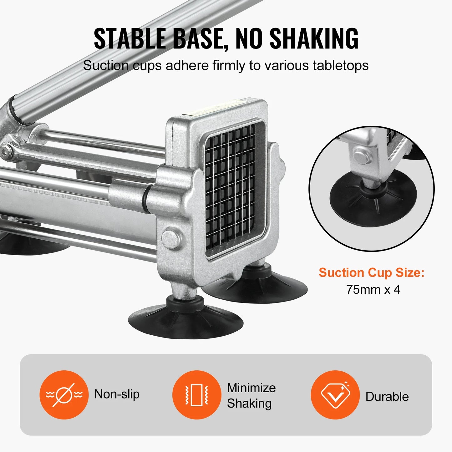 SucceBuy French Fry Cutter Potato Slicer 1/2 3/8 1/4-Inch Stainless Steel Blades for French Fries Cucumber Vegetables Carrot