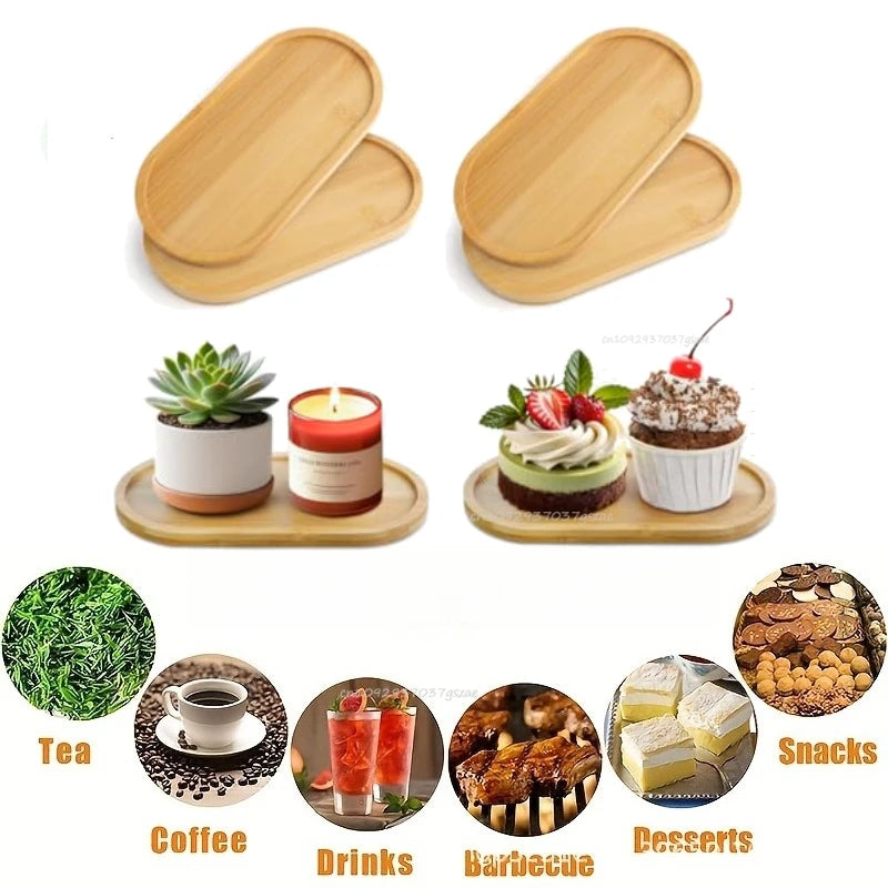 Natural Bamboo Wooden Organizer Tray Oval Rectangular Shape for Bathroom Counter Storage Jewelry Skincare Display Bamboo Tray