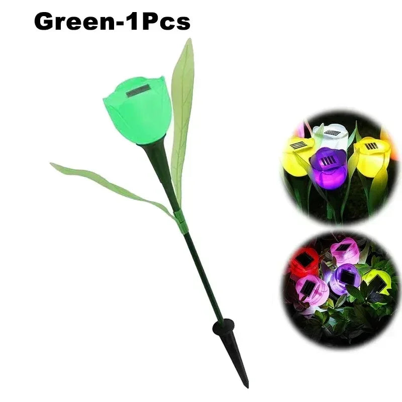 Solar Powered Tulip Garden Lights IP44 Waterproof Auto on Off LED Outdoor Lighting for Yard Lawn Party Night Decoration