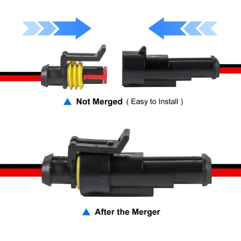 Electrical Wire Connector Waterproof Connector Wire Terminal Quick Connect Kit with Wire, Suitable for Cars and Ships Connector