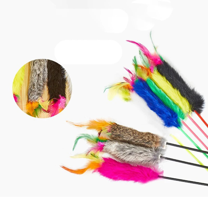1pc Cat Toy Funny Pet Toy for Cats Interactive Cat Stick Feather Kitten Toys Random Color Pet supplies