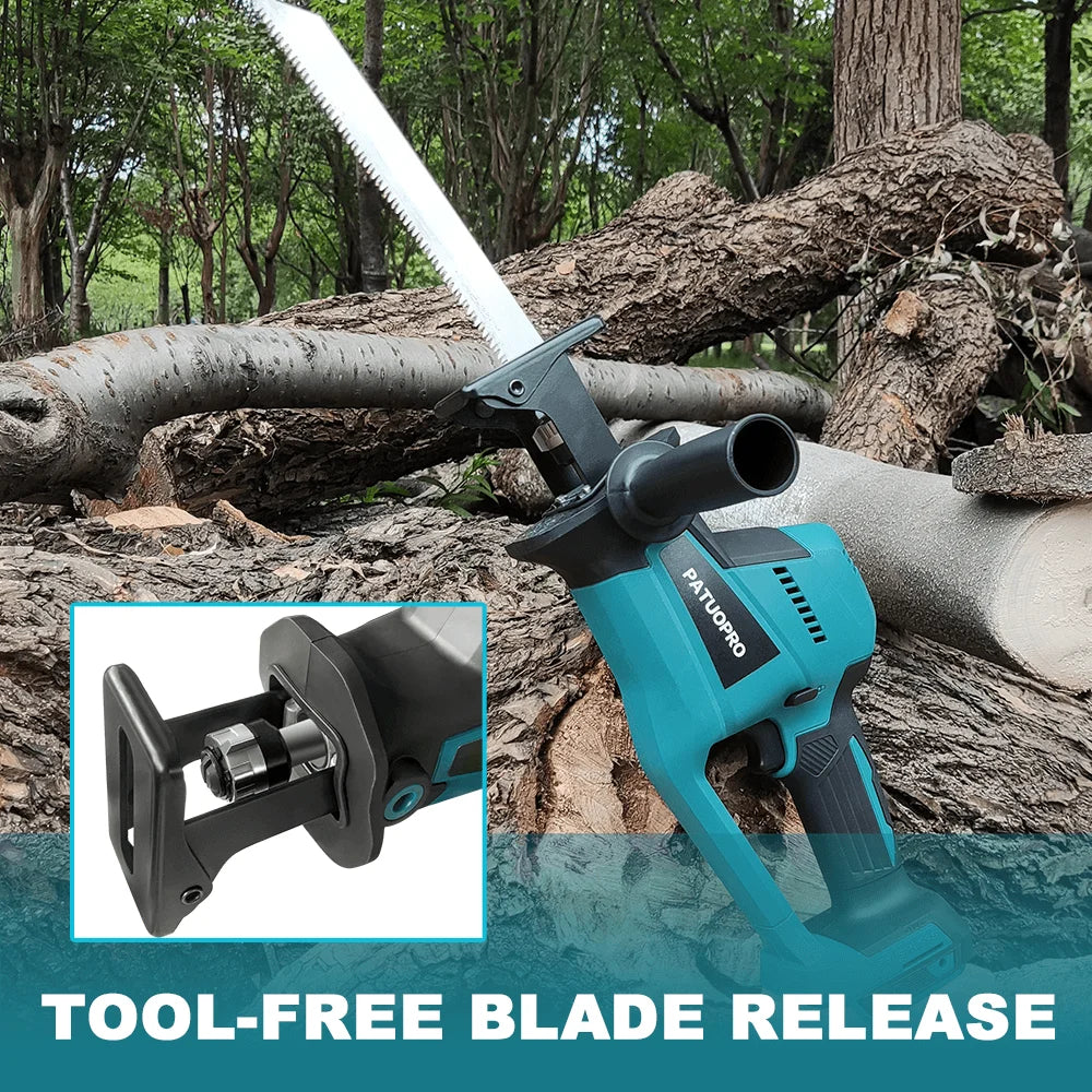 Borstelloze 22 mm draadloze oplaadbare reciprozaag met 4-delige zaagbladenset voor hout/metaal/pvc-snijder, geschikt voor Makita 18V-accu