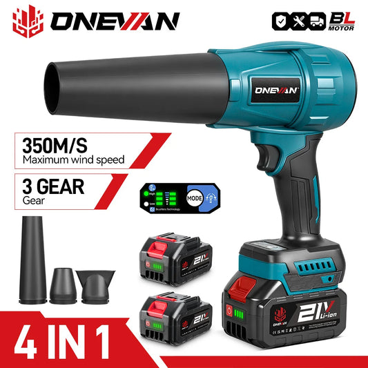 ONEVAN Brushless 300000RPM Electric Turbo Blower 350M/S Air Blower Leaf Blower Dust Blowing Tool for Makita 18V Battery Pin