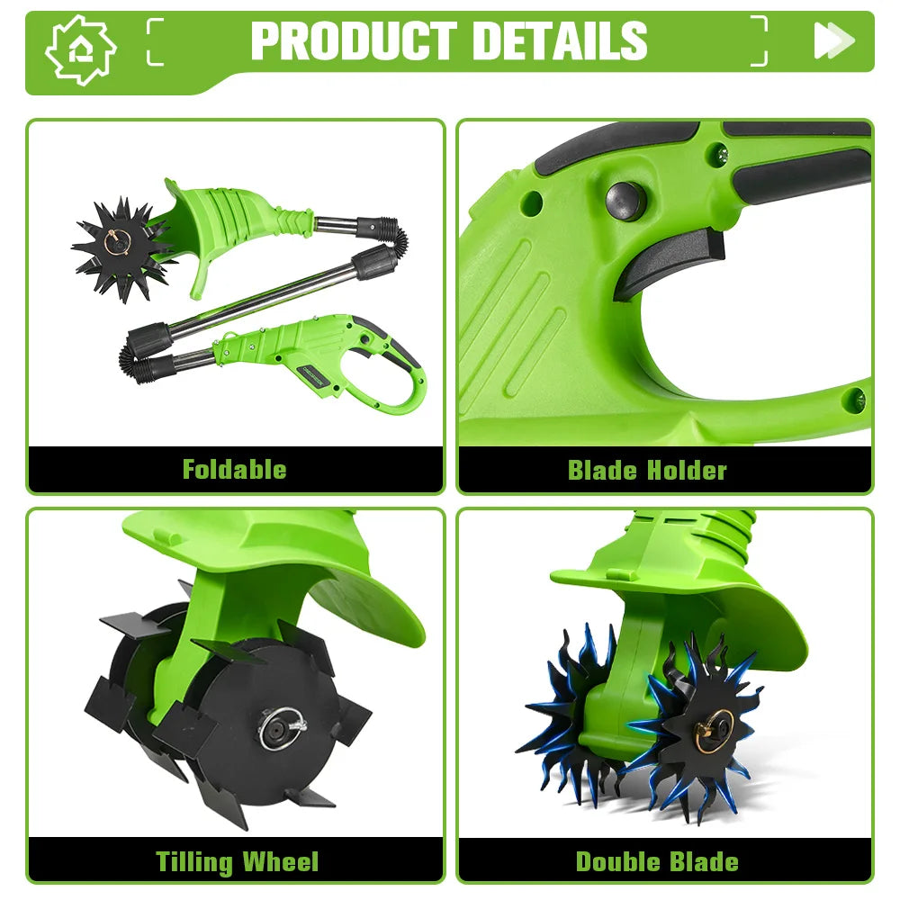 1200W 2 in 1 Electric Lawn Mower Cultivator Cordless Tiller Weeder Home Garden Rototiller Power Tool For Makita 18V Battery pin