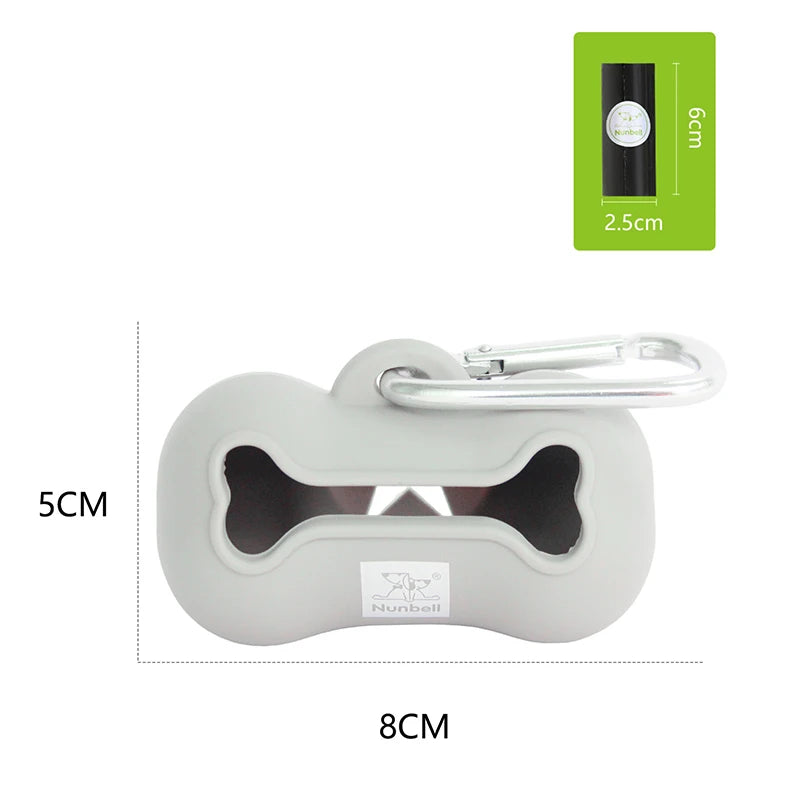 Silicone Dog Waste Bag Dispenser Durable Portable Dog Poop Bag Holder with 1 Roll Poop Bag Outdoor Pet Trash Bags Dispenser