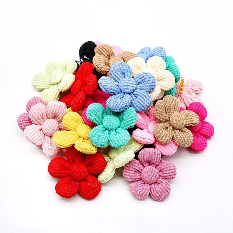 10pcs/set  Flower Pet Dog Bow Decoration with Rubber Band Head Flower Puppy Dog Hair Bowknot Grooming Accessories