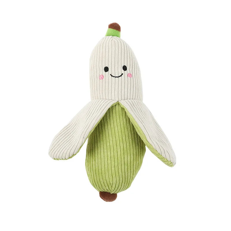 Plush Pet Dog Toy Cute Banana Shape Dog Squeak Toys Interactive Puppy Toys for Small Medium Dogs Bite Resistant Dog Toy
