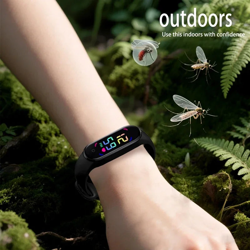 Montre connectée Lenovo avec bracelet anti-moustique à ultrasons, écran tactile LED et lumière dégradée colorée pour enfants en extérieur