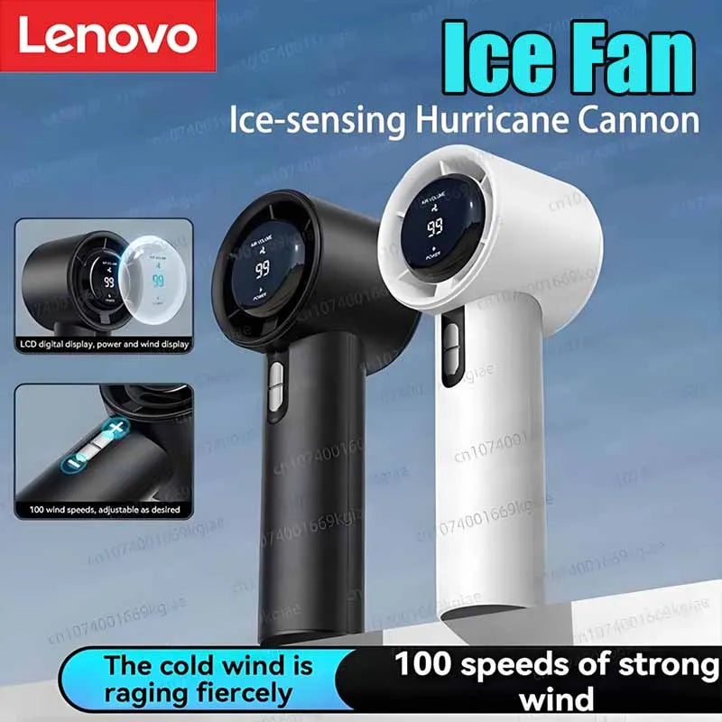 Lenovo New Handheld High-speed Fan USB Charge Mini Portable 100 Speed Turbo Violent Small Outdoor Powerful Fan 3000mAh Battery