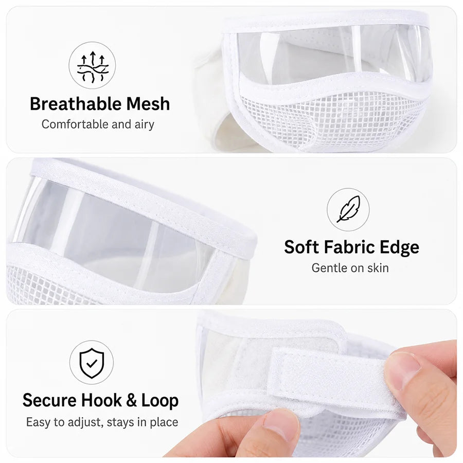 Cat Grooming Protective Mask Transparent Anti Bite Cat Muzzle Visor Face Shield for Nail Trimming Bathing Adjustable Velcro S M