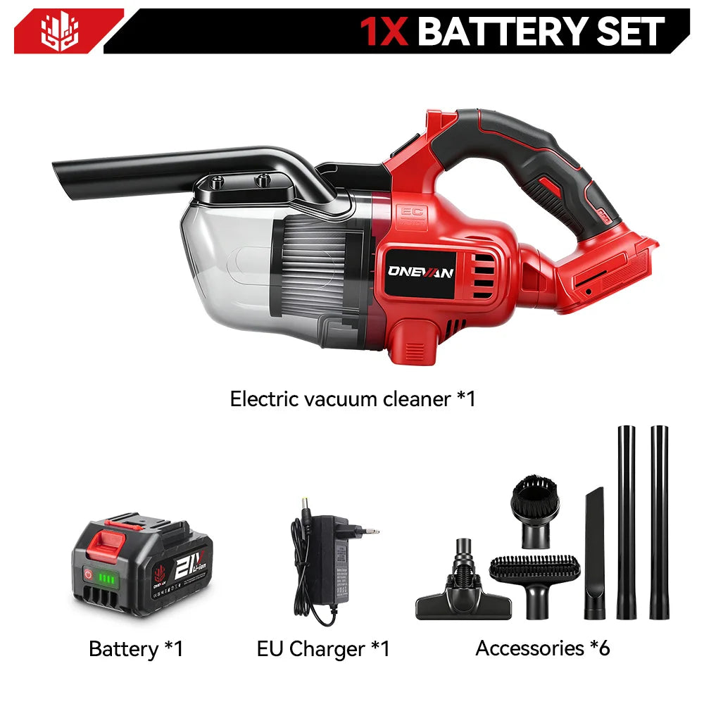 ONEVAN 6-in-1 elektrische stofzuiger 16KPA draadloze handstofzuiger multifunctioneel apparaat voor het reinigen van tapijt en stof, geschikt voor Makita 18V-accu