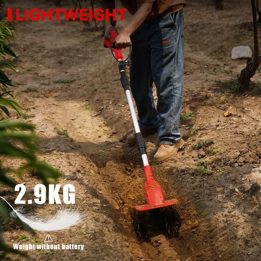 ONEVAN Brushless 1600W Electric Rototiller Tiller Cultivator Garden Grass Trimmer Soil Turning Power Tool for Makita Battery Pin