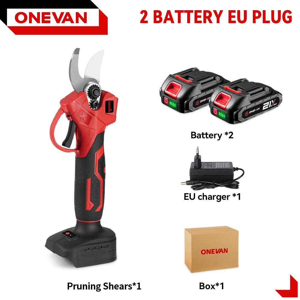ONEVAN 1000W 30MM Brushless Electric Pruning Shear 3Pins Plug Cordless Electric Scissors Garden Tools For Makita 18V Battery Pin
