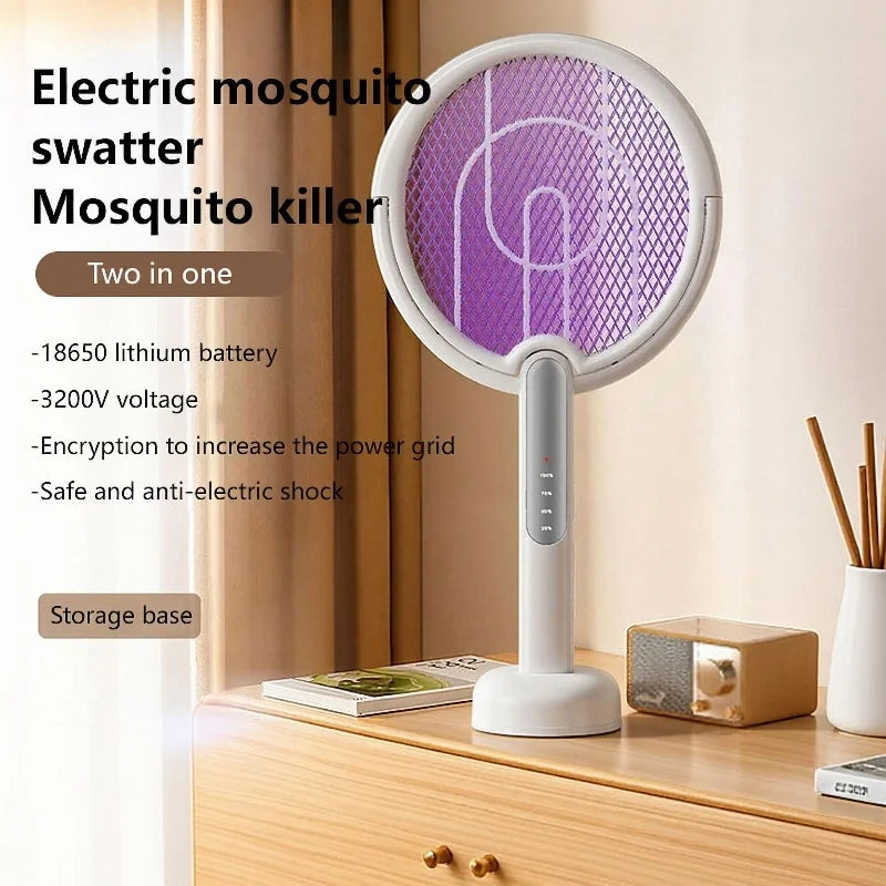 Raquette anti-moustique électrique rétractable Lenovo, angle réglable, rechargeable, destructeur d'insectes puissant 2-en-1 pour intérieur et extérieur