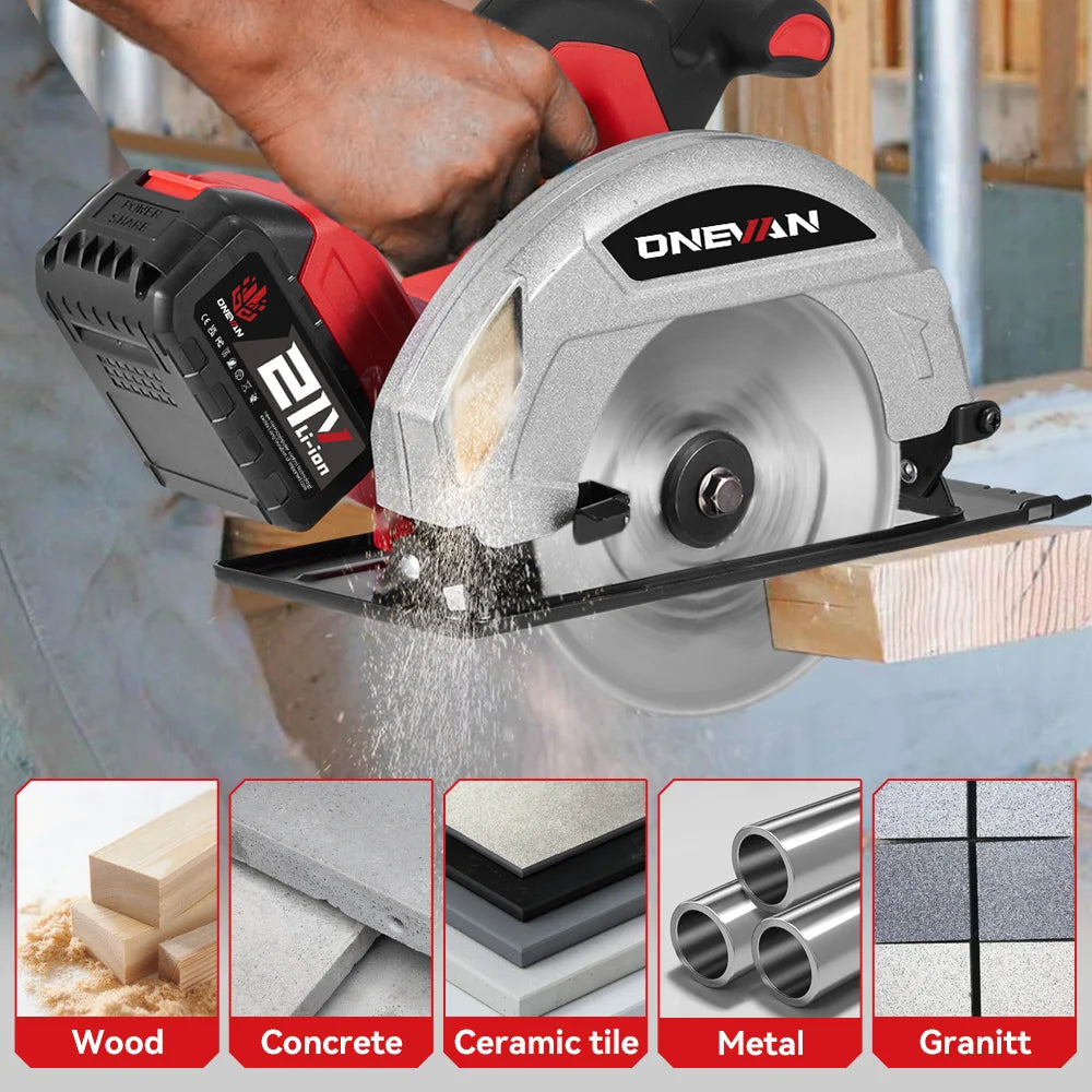 ONEVAN 4000W Brushless Electric Circular Saws 7Inch 185mm Cordless Electric Cutting Woodworking Tool For Makita 18V Battery Pin