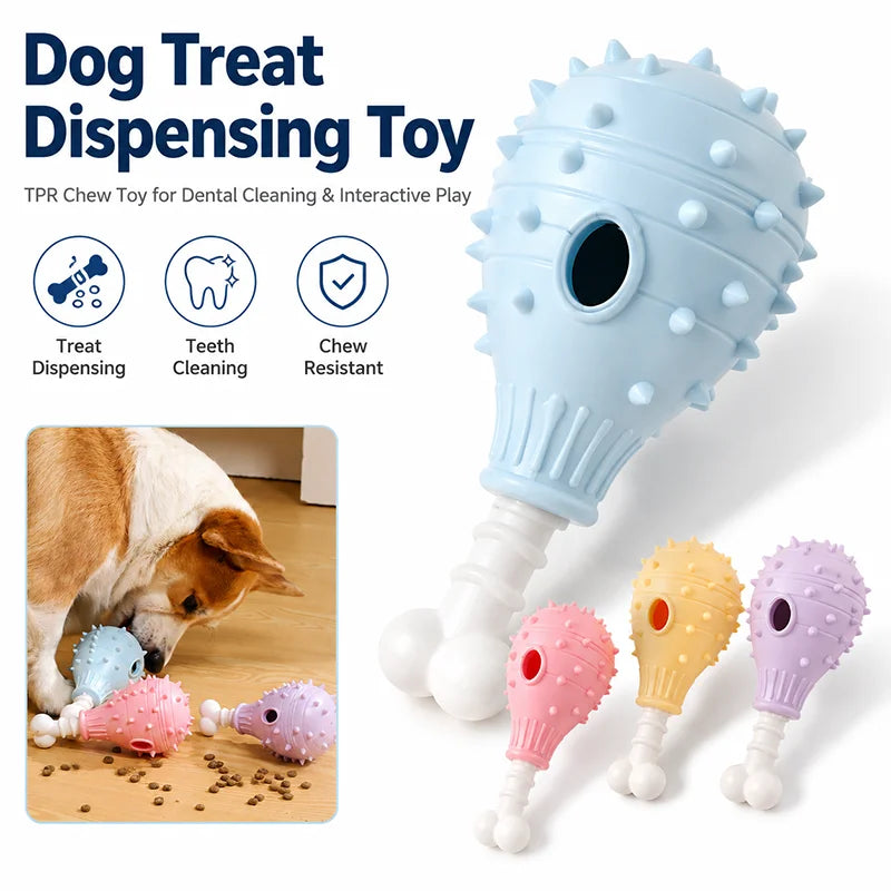Dog Treat Dispensing Toy TPR Chicken Leg Chew Toy Dental Cleaning Bite Resistant Puppy Interactive Feeder Toy Pet Supplies