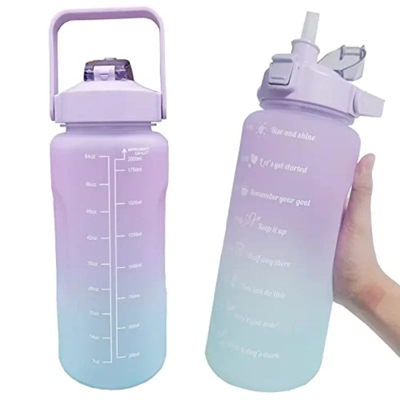 Sports Water Bottle 2 Liters Bottle Drinking Plastic Large Portable Travel Fitness Cup High Value Big Fat Cup Adult Universal