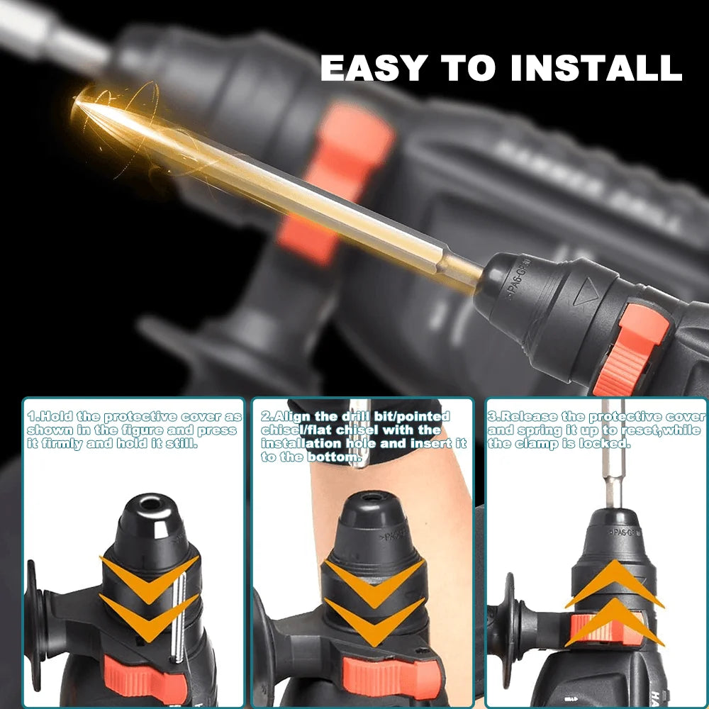 26mm Borstelloze Elektrische Boorhamer 4-Modus SDS Accu Multifunctionele Rotatiehamer Elektrisch Gereedschap voor Makita 18V Accu