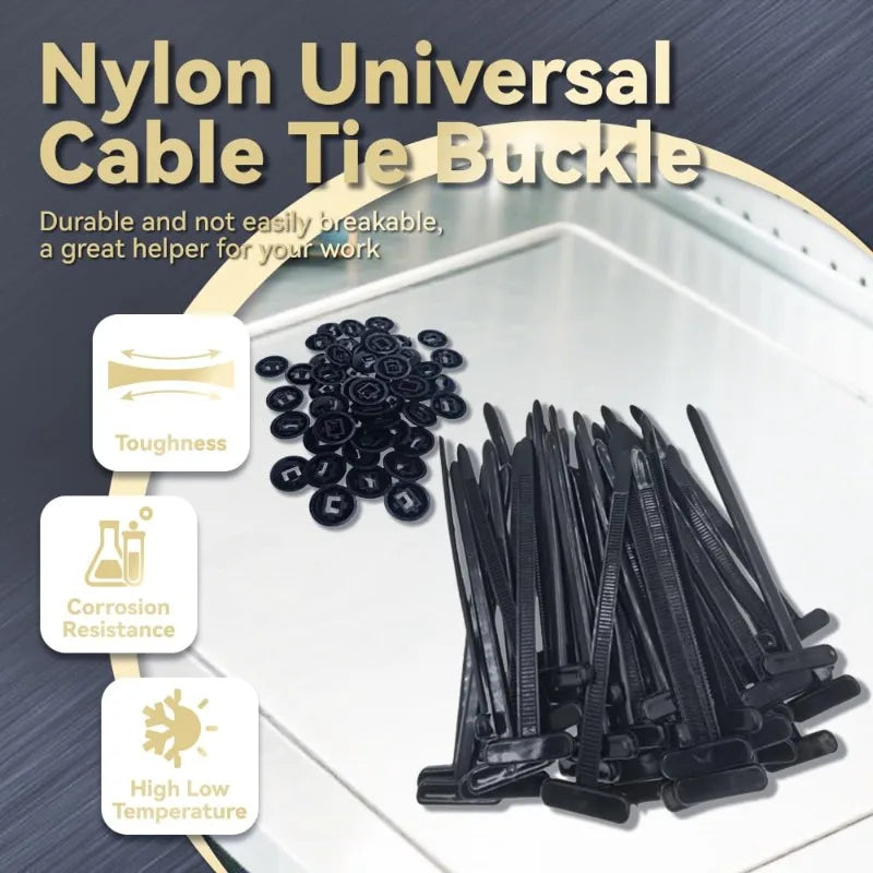 Self-locking Plastic Flanges Cable Ties Zip Nylon Tie Clamping Flanges Wrap Cable Fixed Fastener Clips Hose Fastening Reusable