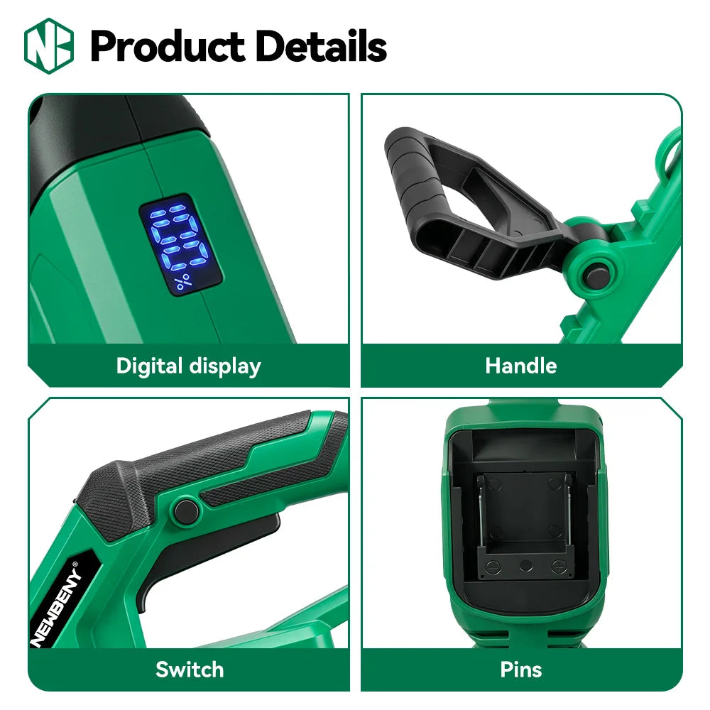 NEWBENY 3-in-1 Borstelloze Elektrische Grasmaaier Accu Grastrimmer Verstelbare Tuinmaaier Elektrisch Gereedschap voor Makita 21V Accu