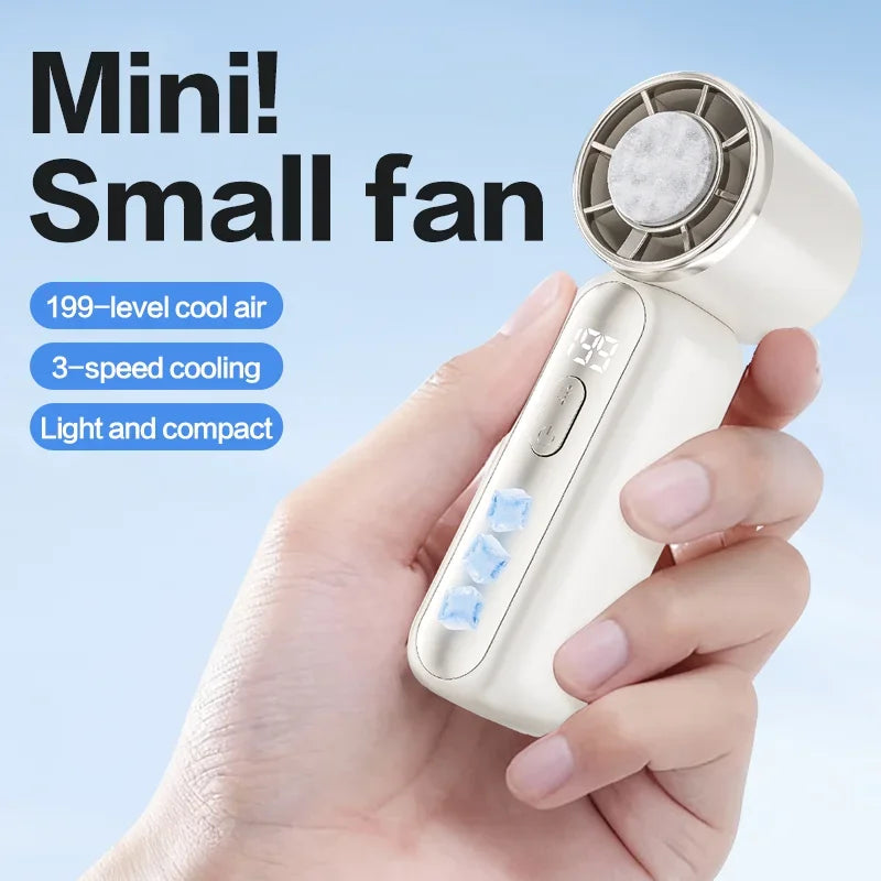Draagbare handventilator met ICE-halfgeleiderkoeling, 3000 mAh USB-oplaadbaar