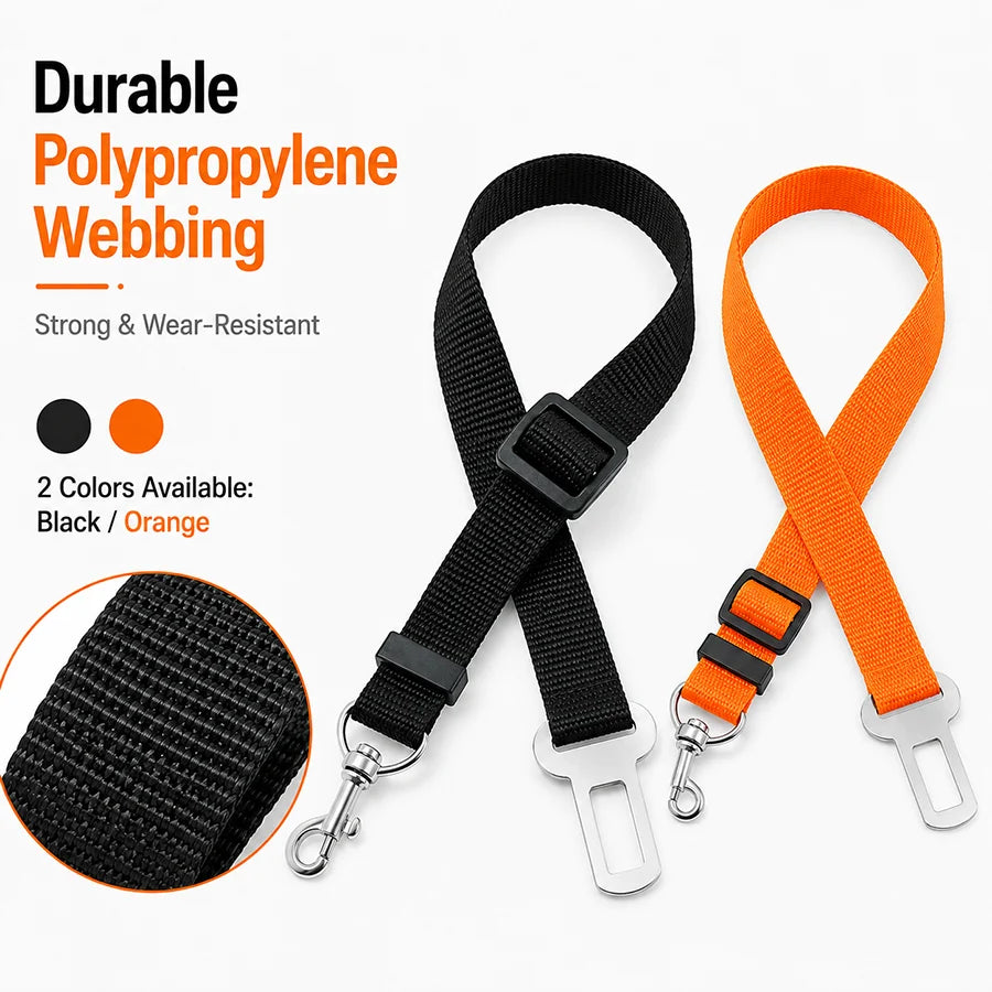 Dog Car Seat Belt Leash Adjustable Pet Safety Tether Nylon Webbing with Metal Buckle for Vehicle Travel Small Large Dogs Pets