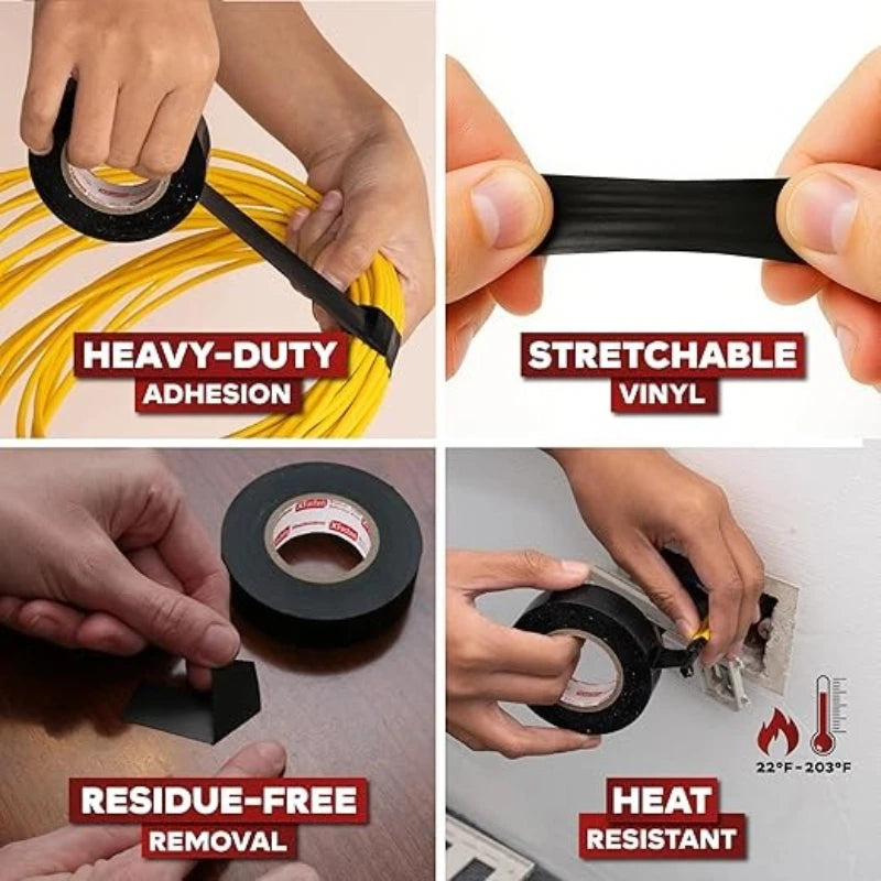 6m/roll Black Electrical Tape High-Temperature Resistant Electrical Tape Durable Soft Insulating Adhesive Electrical Tape
