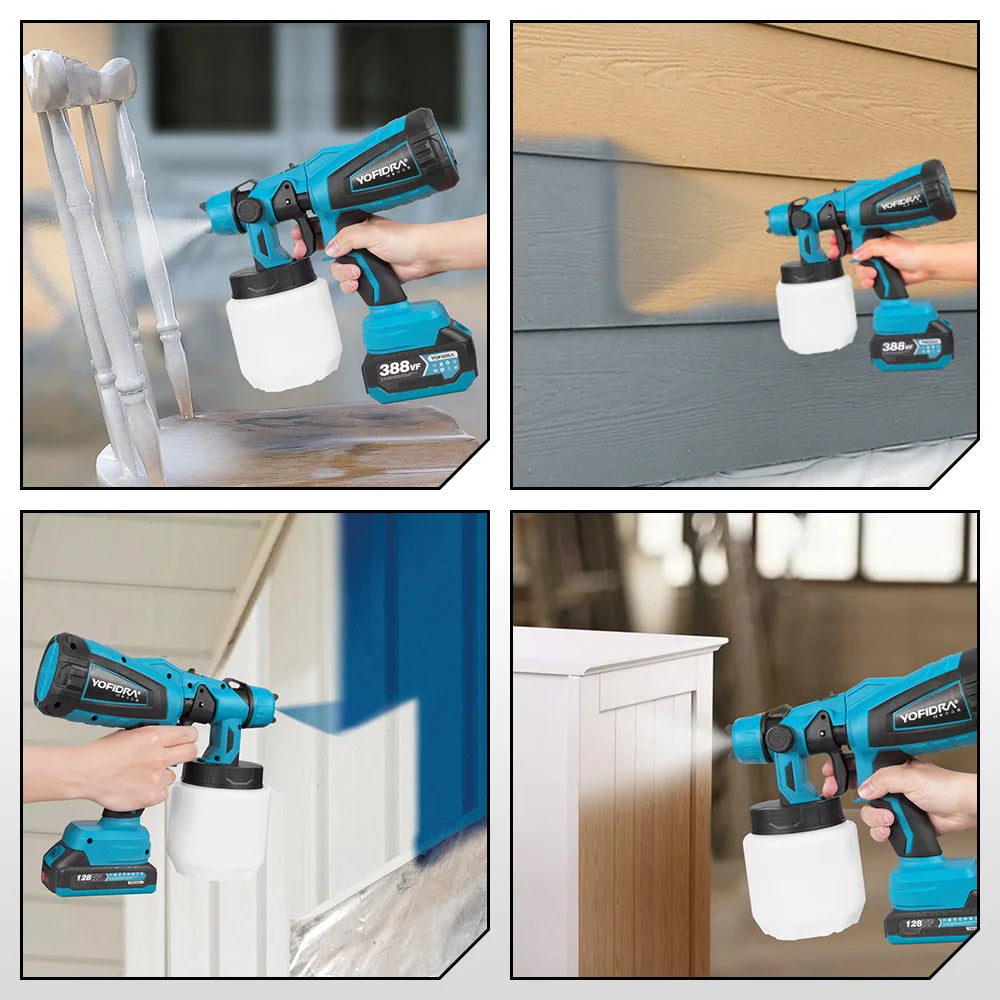 YOFIDRA 1000ML Electric Spray Gun Cordless Paint Sprayer Auto Steel Coating Airbrush DIY Power Tools  For Makita Battery Pin