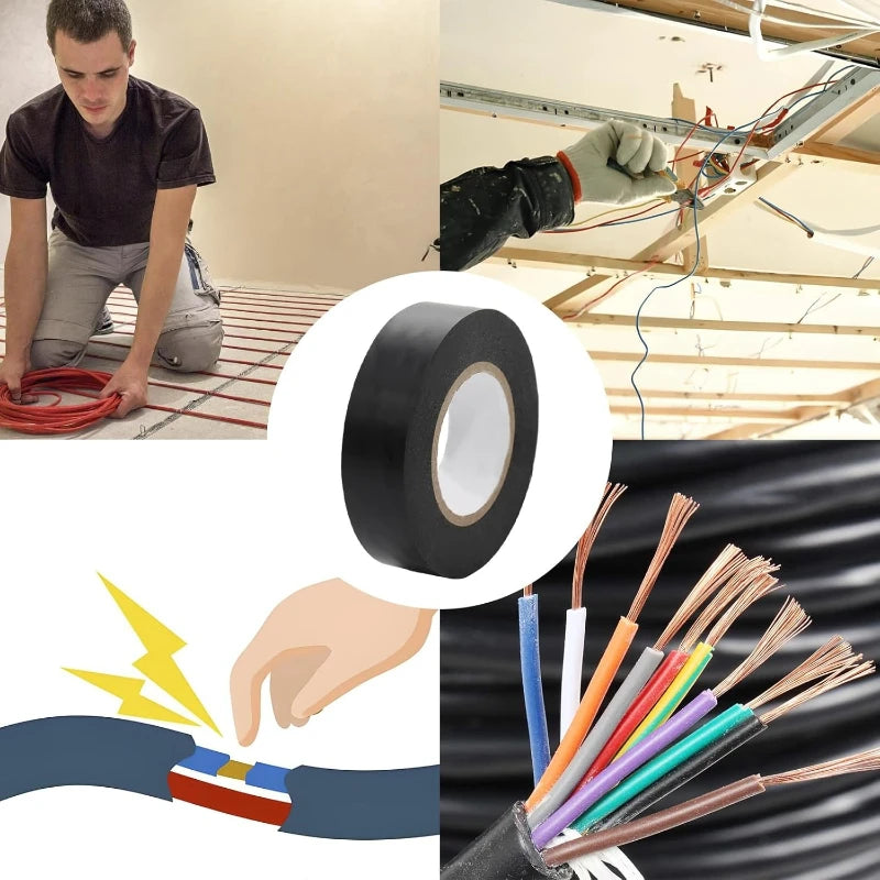 6m/roll Black Electrical Tape High-Temperature Resistant Electrical Tape Durable Soft Insulating Adhesive Electrical Tape