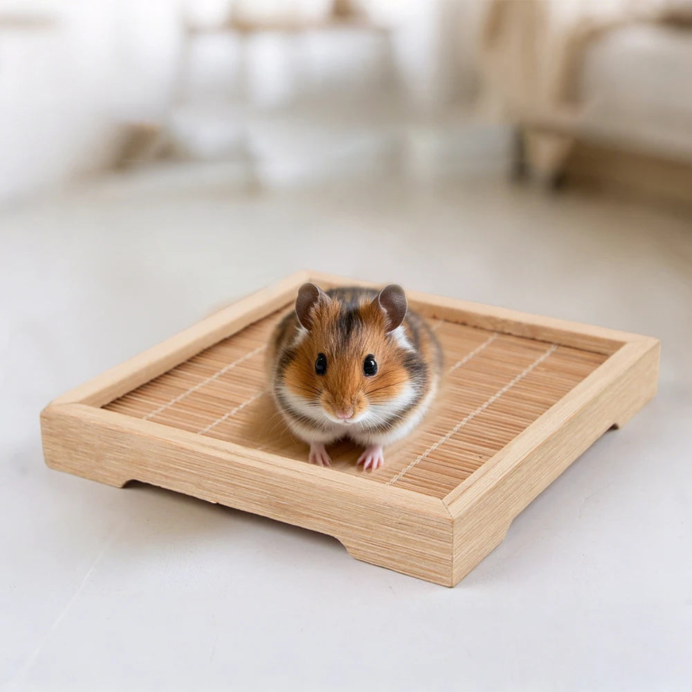 Wooden Hamster Cooling Pad Summer Breathable Guinea Pig Mat Square Small Animal Mat for Guinea Pig Chinchilla Hamster