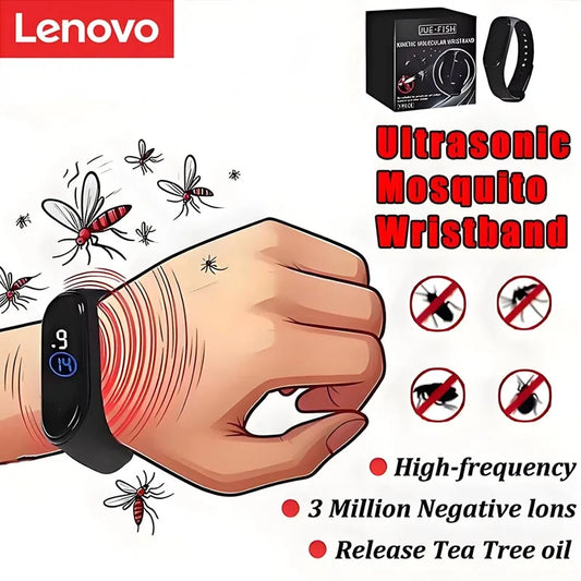 Lenovo Wearable Mosquito Repellent Unisex Wristband Physical Ultrasonic Non-Chemical For Home & Outdoor Includes 2 Batteries