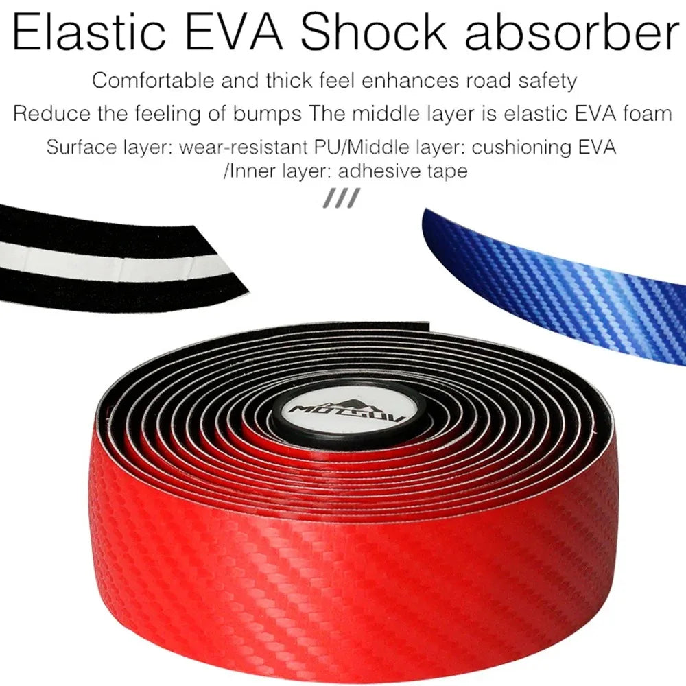 Anti-Vibration Handlebar Tape Carbon Reflective Non-Slip Braid Breathable Road Bike Racing Bicycle PU EVA Handlebar Wrap Cycling
