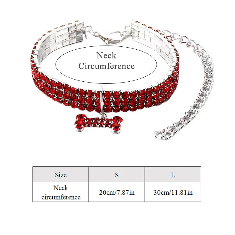 Luxury Cat Collar Bone Shape Pet Necklace for Cats Small Dogs Adjustable Cat Crystal Collar Puppy Necklace Pet Supplies