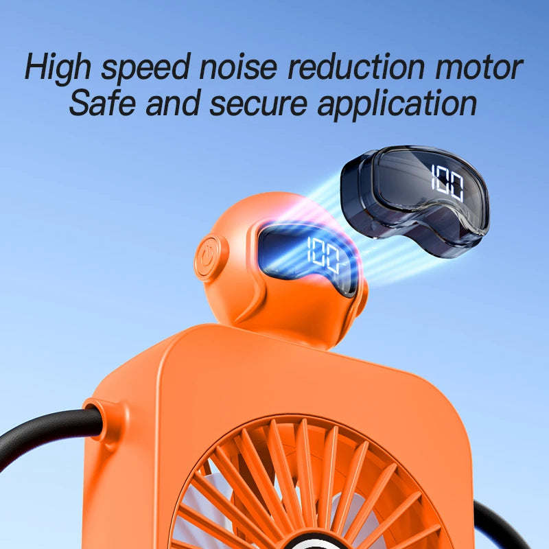 Mini 2-in-1 USB Cartoon Fan with Suction Cup & Digital Display - Perfect Phone Holder for Desktop Fun!