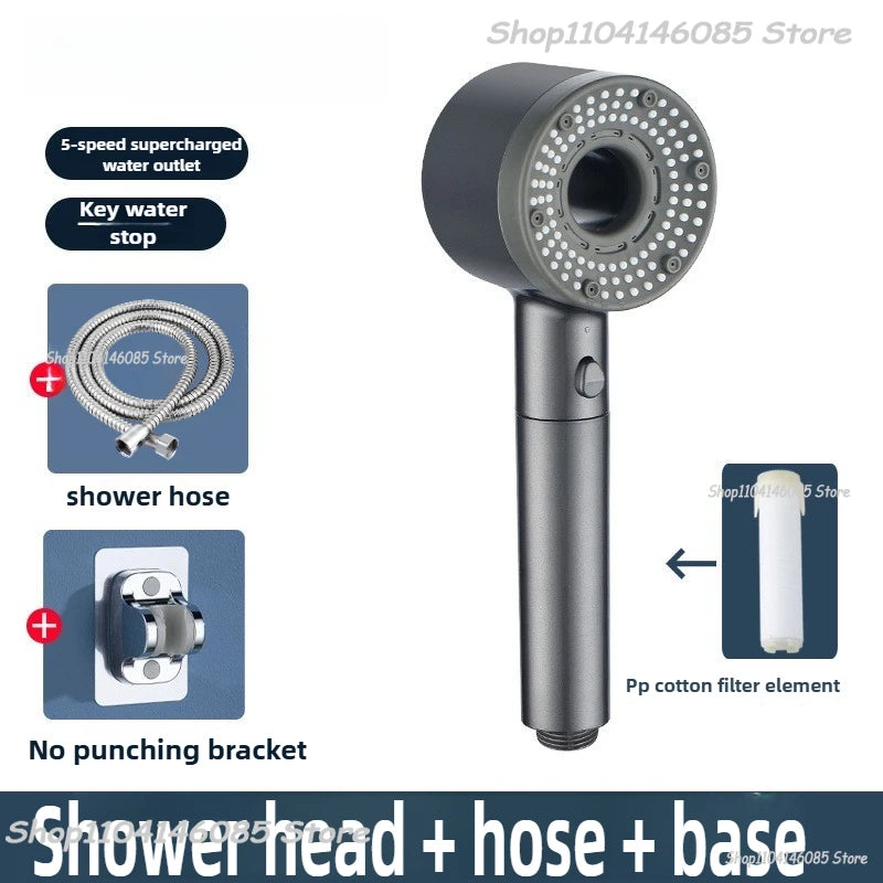 5 Modes Shower Head High Pressure Showerhead Portable Filter Rainfall Faucet Tap Bathroom Bath Home Bathroom Accessories