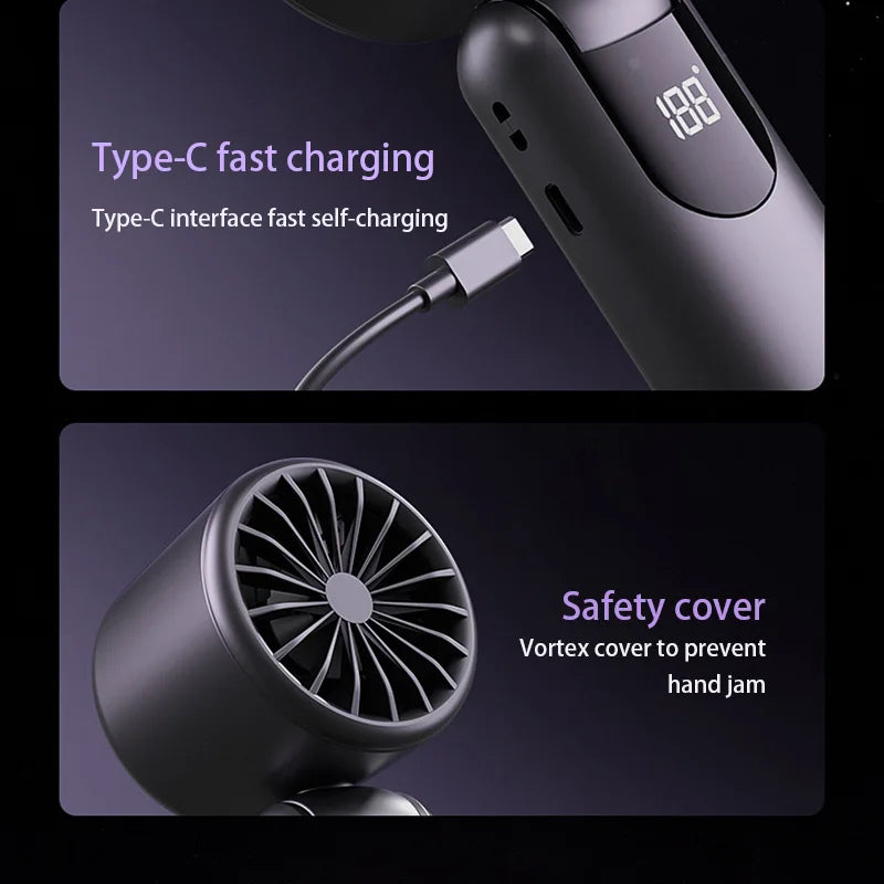 Lenovo Draagbare Handventilator Hoge Snelheid Turbo Krachtige Ventilator Draagbaar Opvouwbaar Digitaal Display Ice Pack Koeling 16° Windventilator