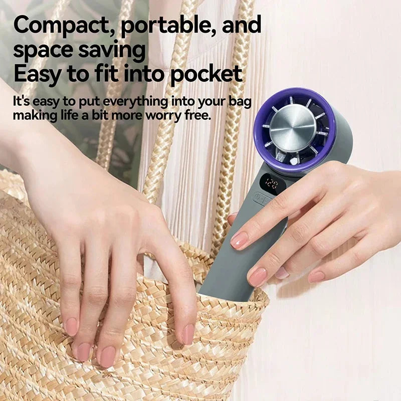 Lenovo Ice Compress High-Speed Cooling 3000mah USB Rechargeable Portable Fan LED Digital Display Handheld Fan Electric Hand Fan