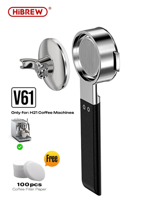 HiBREW V61 58MM Espresso Bottomless Portafilter 2in1 Double Spout with Filter Basket For H21 Espresso Machine