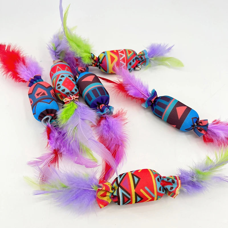 3/5 PCs Funny Cat Feather Toys Interactive Cat Sounding Tease Toy with Bells Random Color Kitten Toy Cat Accessories