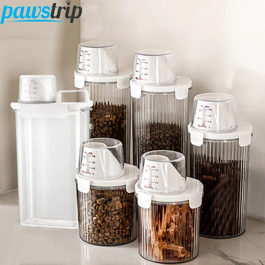 Récipient de stockage pour nourriture pour animaux 800/1350/1800 ml, bocal hermétique pour croquettes pour chiens avec verre doseur, boîte de rangement pour friandises pour chiens, accessoires pour chiens