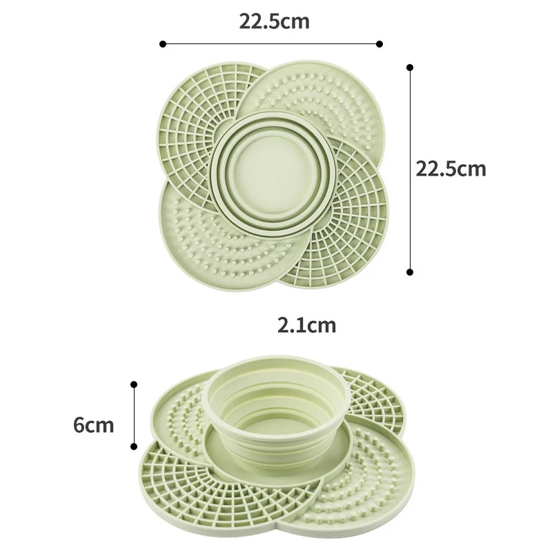 2 in 1 Silicone Dog Slow Feeder Mat with Foldable Bowl Pet Lick Mat for Dogs Cats Non-slip Puppy Slow Food Plate Dog Accessories