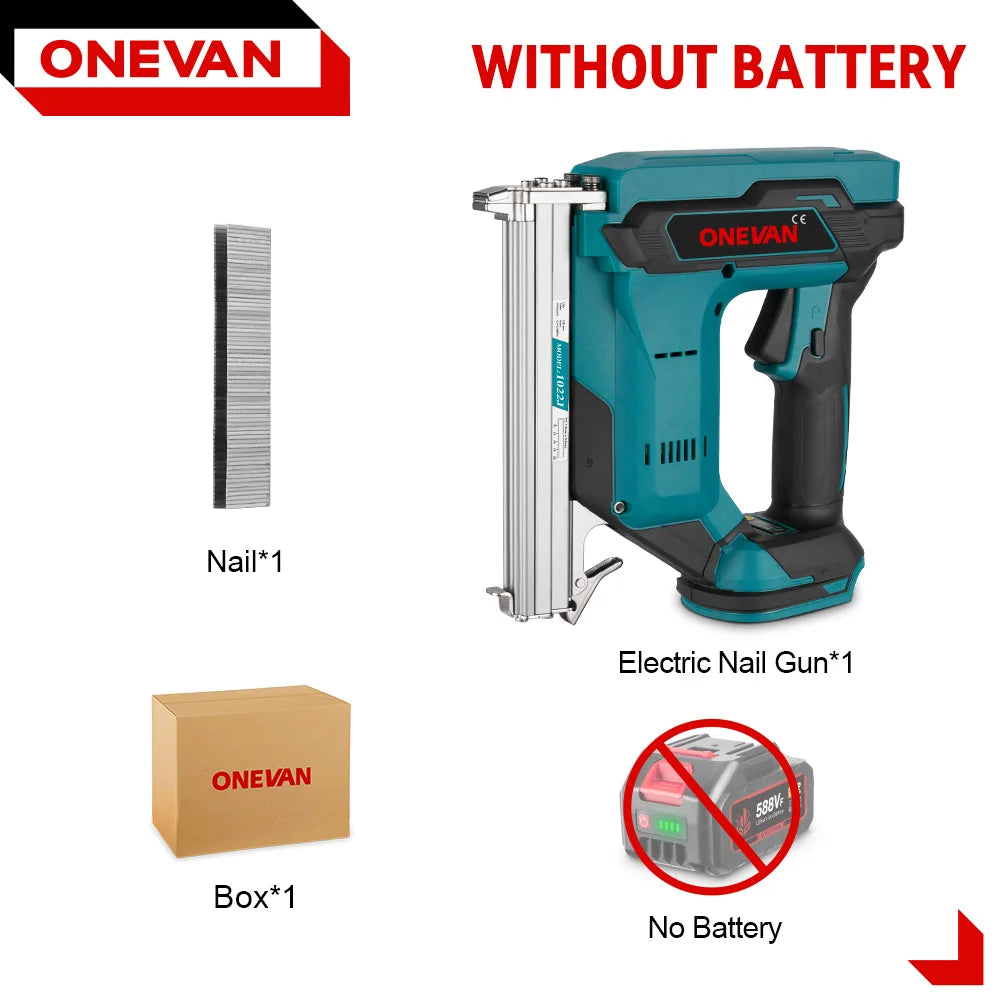 ONEVAN Cloueuse électrique sans balais 2 vitesses 1022J, agrafeuse sans fil pour menuiserie, compatible avec batterie Makita 18 V