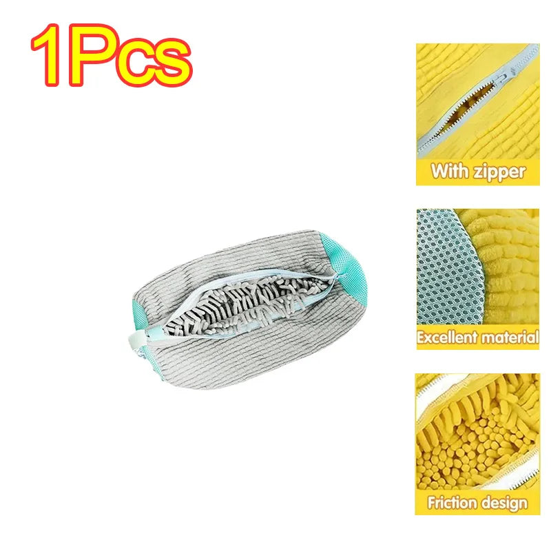 1-6PCS Shoe Washing Bag Washing Machine Laundry Bags with Zipper Closure Shoes Cleaning Bag Shoes Laundry Fluffy Fibers Sneaker